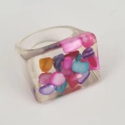 Fashion Jewellery Resin Rings Chunky Multi Coloured Style  • £4