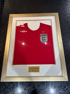 Signed David Beckham England Red Shirt In Gold Frame With Certificate Of Authent • £250
