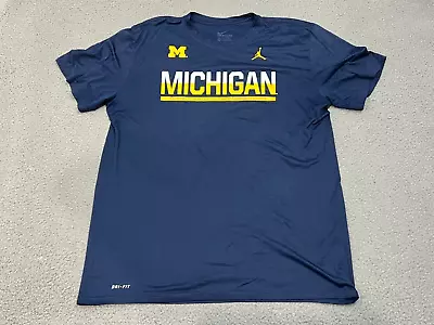 Michigan Wolverines Shirt Mens XL Nike Dri-Fit Bule Football Jorndan • $22.88