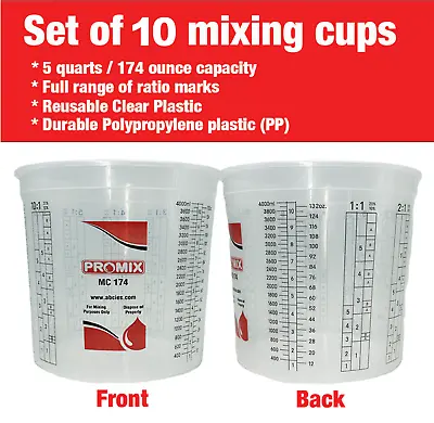 Paint & Epoxy Mixing Cups Buckets - Box Of 10 - 174 Ounce (5-Quart) • $46.95