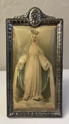 Vintage Mini Framed Madonna Icon Virgin Mother Mary W/Crown & Snake At Her Feet • $29.99