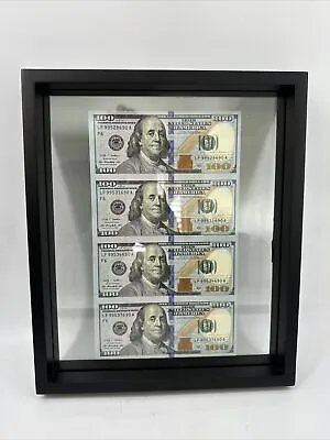 $100 4-Note Uncut US Currency Sheet US MINT One Hundred Dollars FRAMED • $594.99