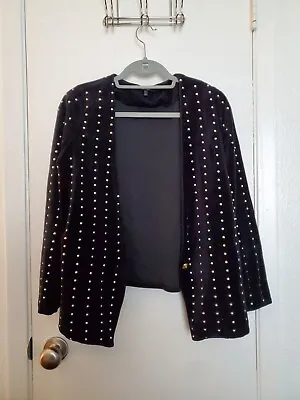 ZARA TRAFALUC Long Sleeve Studded Blazer Jacket Women Black S EUC • £38.59