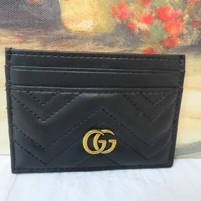 Authentic GUCCI Marmont Black Leather  Credit Card Case Holder Wallet • $165