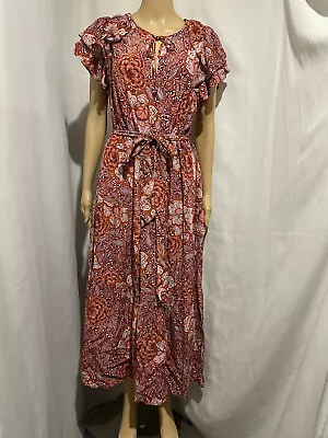 Sussan Size 16 Tie Waist Short Sleeve   Maxi Dress • $28