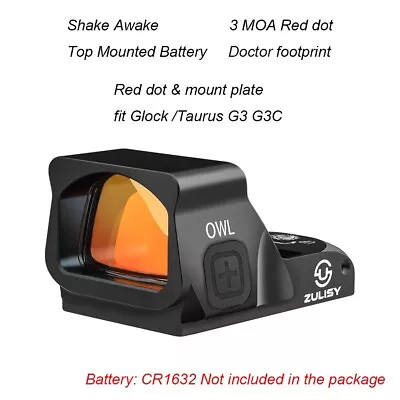 3 MOA Tactical Mini Red Dot Reflex Sight Scope OWL For Glock 17 20 Taurus G3 G3C • $95.71