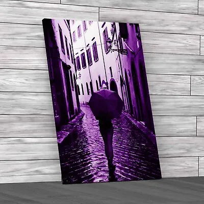 Woman With Umbrella Purple Canvas Print Large Picture Wall Art • £14.95