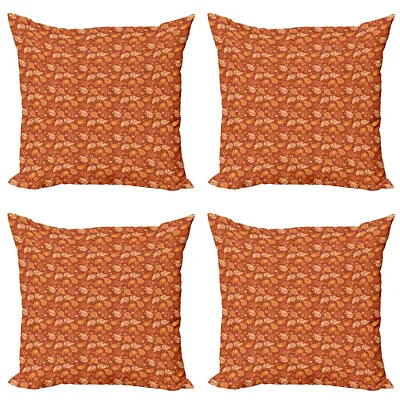 Orange Pillow Cushion Set Of 4 Retro Paisley Flowers • £19.99
