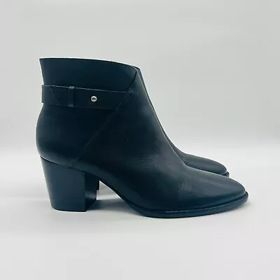 Madewell Ankle Boots Womens 8.5 Black Leather Zip Bootie Kelci Chelsea Shoes • $49.99