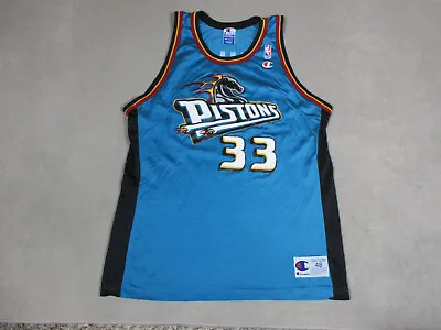 $48.88 • Buy VINTAGE Detroit Pistons Jersey Mens 48 Blue Black Champion Grant Hill 33 NBA 90s