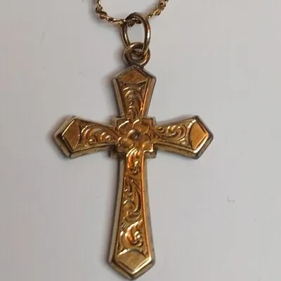 Vintage ~ Crucifix / Cross Gold Filled Necklace ~ 17  Chain • $19.99