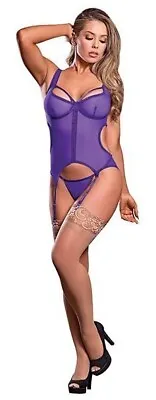 Sheer Mesh Merry Widow & Crotchless G-String Bustier • $28.80