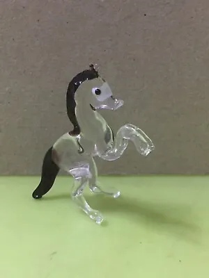 Murano GlassLauscha GlassBimini Glass:Glass Rearing Horse FigureOrnament • £6.85