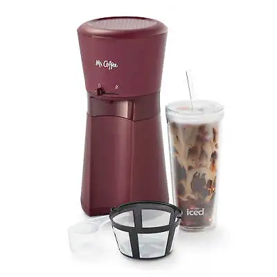 Mr. Coffee Iced Coffee Maker With Reusable Tumbler And Coffee Filter Burgundy • $32.31