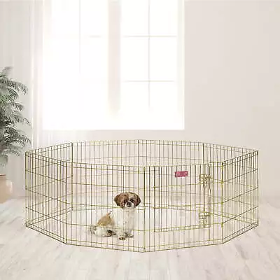 MidWest Homes For Pets Metal Exercise Dog Playpen No Door Gold 24 H • $36.04