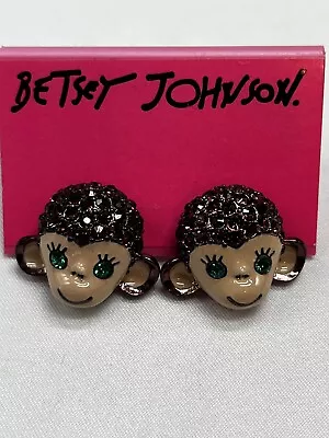 Betsey Johnson Crystal Rhinestone Purple Monkey Earrings New W Tags Nordstrom E9 • $13.99