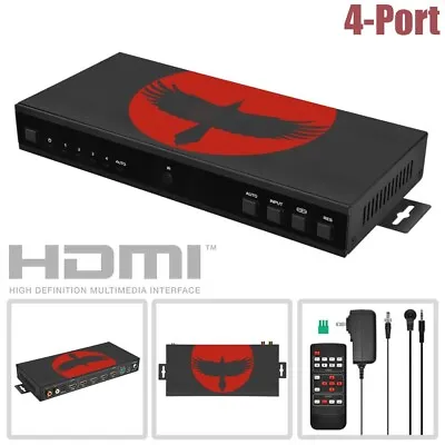 4-Port HDMI Multiviewer UHD Video Switcher 4K 60Hz HDCP 2.2 1x Audio Extraction • $406.39