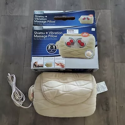 Homedics Shiatsu & Vibration Massage Pillow With Heat - 2 In 1 Back Massager Tan • $19.54