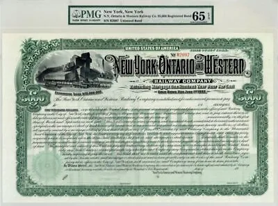 New York Ontario And Western Railway Co. - $5000 PMG Graded Bond - Railroad Bo • $105