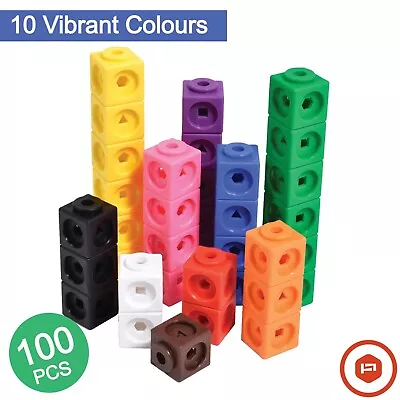 Maths Cubes - 100-Piece Set Of Fidget Linking Cubes For Early Learning And Maths • £9.99