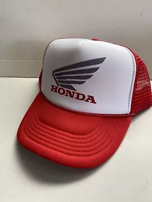 Vintage Honda Motorcycle Hat  Trucker Hat Snapback Unworn Red Adjustable Cap  • $16.14