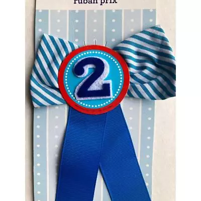 Blue White Stripe Bowtie 2nd Birthday Award Ribbon New • $5.95