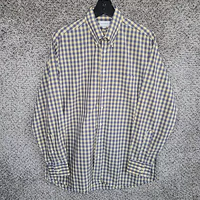 Maus & Hoffman Shirt Mens Large Yellow Check Long Sleeve Button Up Casual • $23.99