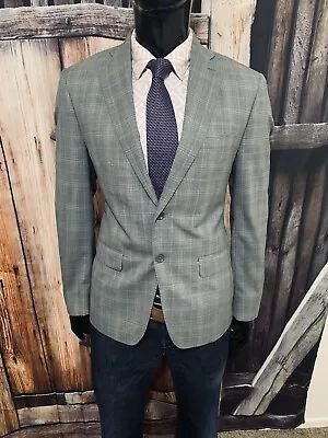 Psycho Bunny Light Gray & Purple Plaid Wool Blazer Size 40S Mint! • $74.99