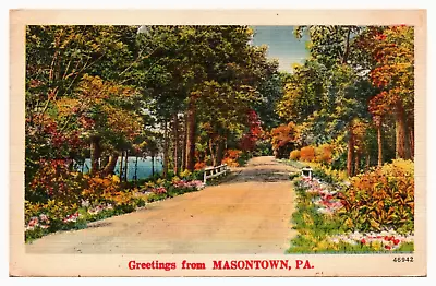 Greetings From Masontown  #2 Pennsylvania Pa Linen Postcard -A47 • $11