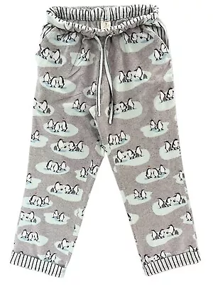 Munki Munki Women Gray Penguin Flannel Drawstring Snap Cuff Pajama Bottoms Sz XS • $18.97