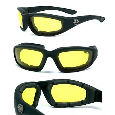 Night Driving Choppers Motorcycle Padded UV400 Sunglasses Goggles - Yel C17 • $10.90