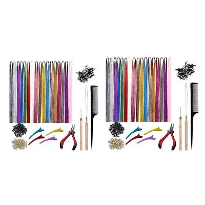 Tinsel Kit 12 Colors With Tools 2400 Strands Glitter Hair • £12.82