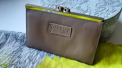 OSPREY LONDON Leather Coin Purse Taupe Classic Card Case Wallet • $24