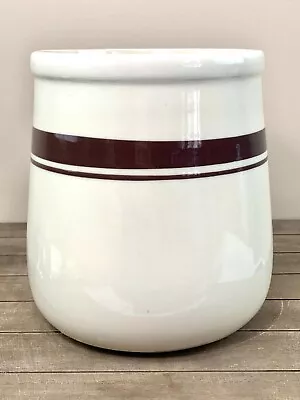 Vintage McCoy Pottery Cream Color / Brown Stripe Jardiniere Planter Shape • $44.95