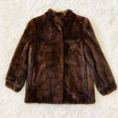 Saga Mink Fur Coat Brown Hooklined A5252 • $161.05