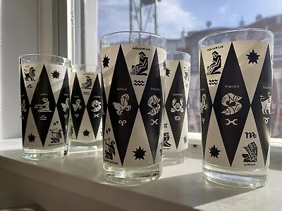 Vintage Astrology / Zodiac Highball Barware Glasses Set Of 6! MCM 1960s 60s • $2.25