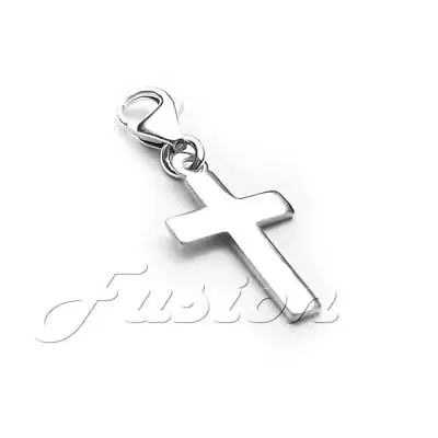 Solid .925 Sterling Silver Medium Cross Charm Clip-on ADD CHARM TO BRACELET CH31 • £9.49