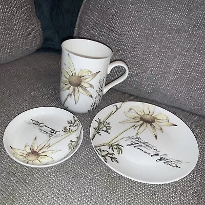 Maxwell Williams The Garden Table Trio - Flannel Flower Cup Coaster & Plate  #G1 • £10