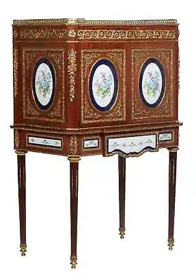 Cabinet On Stand Ormolu Mounted Mahogany Sevres Style Porcelain Plaque!! • $1975