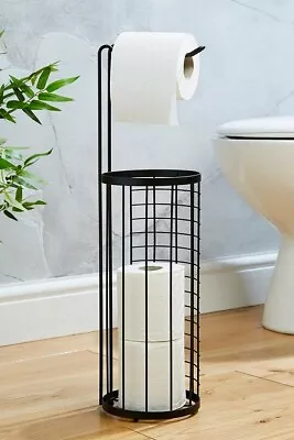 £21.90 • Buy Free Standing Toilet Roll Paper Tissue Dispenser Storage Holder Stand Black Wire