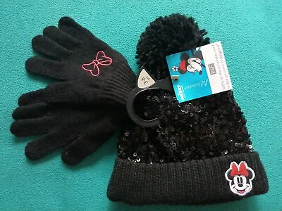 Disney Mickey&Friends 2 Piece Set Hat&Gloves Minnie Size 3-6 Years Black... • £12.50
