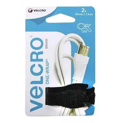 Velcro One Wrap 20mm X 13cm Pack Of 2 Black Cable Ties Reusable Adjustable Wraps • £2.49