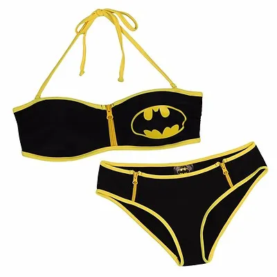 £19.82 • Buy Batman Zipper Bandeau Boy Short Bikini Set DC Comics Swimsuit