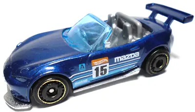 2015 Hot Wheels 2015 Mazda Mx-5 Miata #15 Blue 1:64 Diecast 2 3/4  Race Car • $10.99