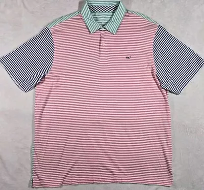 Vineyard Vines Striped Polo Shirt Mens XL  Short Sleeve Multicolor Pima Cotton • $20