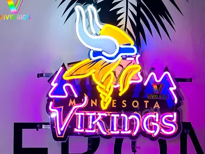 24 X20  Minnesota Vikings Logo Lamp Light Neon Sign With HD Vivid Printing L • $245.85