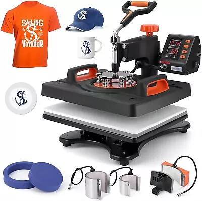 6 In 1 12  X 15  Heat Press Machine Sublimation Transfer T-shirt Plate Mug Cup • $179.99