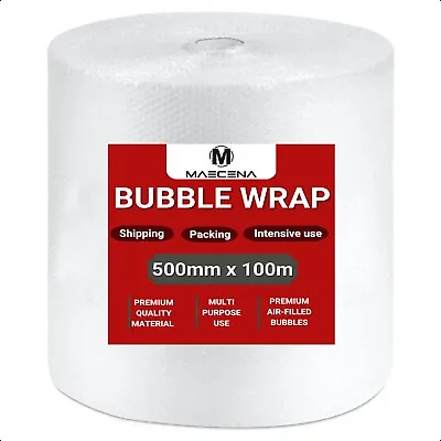500MM X 100M SMALL BUBBLE WRAP CUSHIONING QUALITY BUBBLE 100 METERS LONG ROLL • £9.25