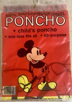 Vintage_Disney World_Mickey Mouse _Poncho_Childs_One Size Fit All_Waterproof • $10