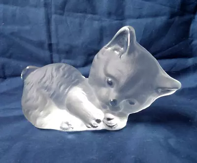 Vintage Viking Glass Kitten Figurine/Paperweight Flat Back With Viking Label • $19.99